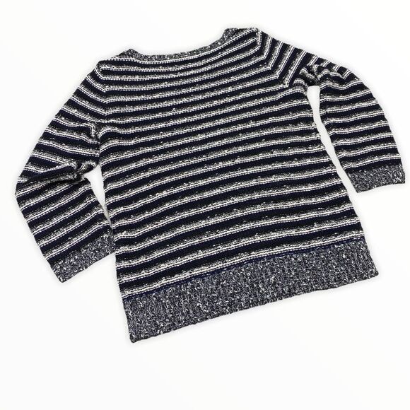 LOFT Black and Blue Striped Sweater Size Small - Picture 4 of 6